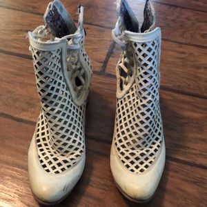 Freebird white leather ankle boots.